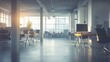 © The Little Hut - The open space office is empty and dim Abstract light effect on office interior background for design : Generative AI