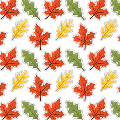 Wall Mural - autumn leaves sticker icon pattern background vector