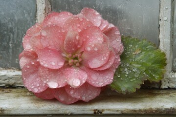 Sticker - Dew soaked pink camellia blooms capturing the essence of springs delicate beauty in soft natural light