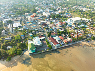 Wall Mural - Aerial view beautiful sea in Phuket island Thailand, Top view over building houses near the beach in phuket thailand