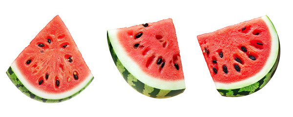 Wall Mural - Collection of watermelon slices isolated on transparent background