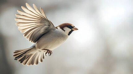 Wall Mural - House sparrow flying
