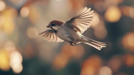 Wall Mural - House sparrow flying
