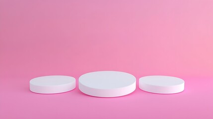 Aufkleber - Abstract empty white foam circle podium on pink background Mock up stand for product presentation 3D Render Minimal concept Advertising template : Generative AI