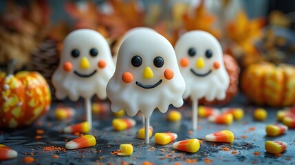 Wall Mural - Cute Ghost Shaped Halloween Treats