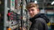 © เลิศลักษณ์ ทิพชัย - Apprentice working on a practice electrical panel in a vocational school lab