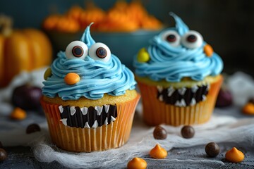 Wall Mural - Halloween Monster Cupcakes