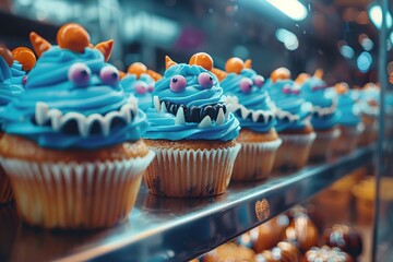 Wall Mural - Blue Monster Cupcakes