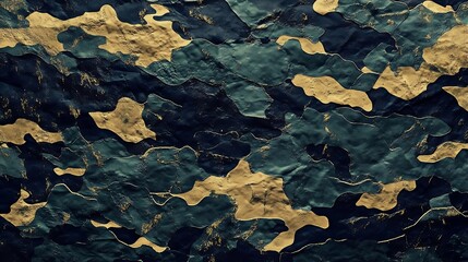 Canvas Print - Gold and Blue Camouflage Abstract Pattern