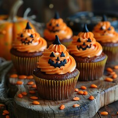 Wall Mural - Halloween Pumpkin Cupcakes