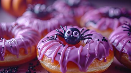 Wall Mural - Purple Halloween Donuts with Spiders