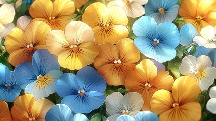 Wall Mural - Vibrant Pansy Blooms in a Garden