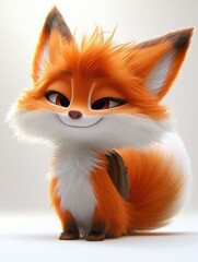 Sticker - Adorable Cartoon Fox with a Smiling Face