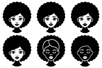 Wall Mural - Afro Girl Hair Style vector illustration