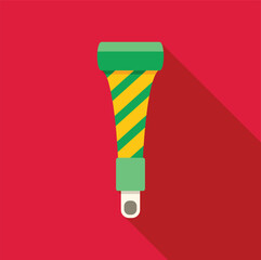 Sticker - Green and yellow party blower making noise, celebrating an event on a festive red background