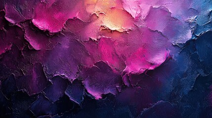 Poster - A textured surface showcases a stunning blend of purple, pink, and blue shades, creating an eye-catching abstract pattern that evokes creativity