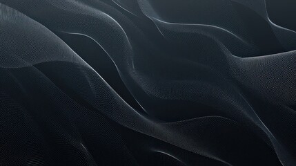 Canvas Print - Dark, flowing waves create an abstract texture that evokes a sense of movement and depth in a minimalist setting