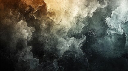 Aufkleber - Swirling clouds blend colors of orange, gray, and black during dusk, creating a captivating atmosphere in the sky