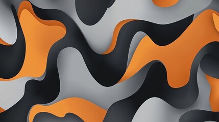 Sticker - Dynamic Abstract Waves in Black, Orange, and Gray