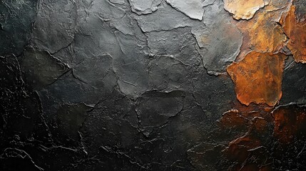 Poster - The detailed surface showcases an interplay of dark and warm hues, creating a visually striking natural texture perfect for artistic inspiration