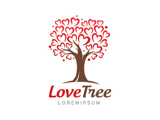 Wall Mural - Love Tree logo symbol or icon template