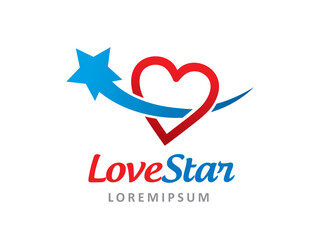 Wall Mural - Love and Star logo symbol or icon template