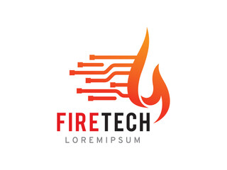 Wall Mural - Fire Tech logo symbol or icon template