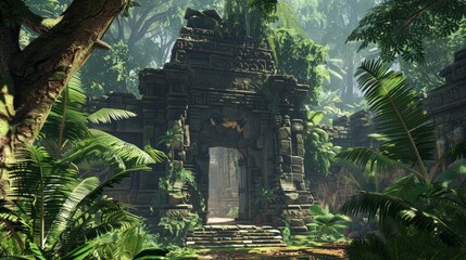 Poster - Discover the hidden wonders of a 3D jungle, navigating dense foliage, ancient ruins, and exotic wildlife in an immersive tropical environment.