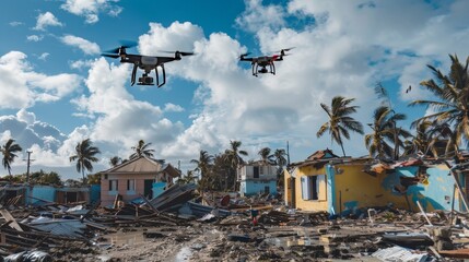 Poster - Discover the role of aerial business in disaster management, where drones provide critical support for damage assessment and emergency response.