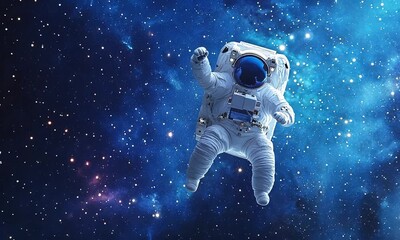 Wall Mural - Astronaut Floating in Outer Space with Starry Background with ai generated.
