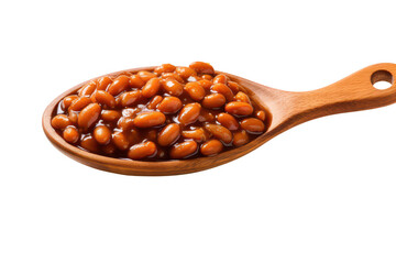 Wall Mural - A spoonful of beans is shown on a white background