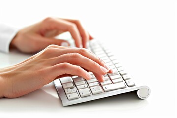 Canvas Print - Close up of a hand typing on a keyboard.