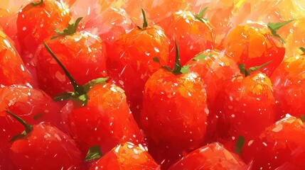 Canvas Print - Fresh Red Strawberries with Water Droplets