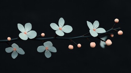 Sticker - Delicate Floral Branch Against Dark Background