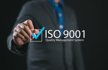 QMS, ISO 9001 Quality Management System concept. Certified and quality management of organizations, international standard organization certification.