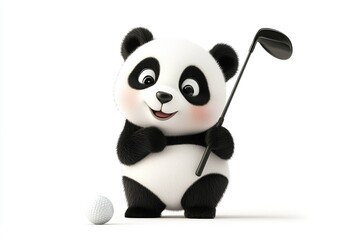 Wall Mural - Panda playing golf 