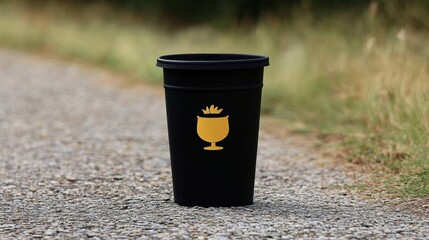 Wall Mural - Black Trash Bin on Dirt Road