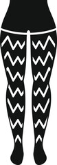 Poster - Black silhouette of woman legs wearing tights with zigzag pattern, simple style