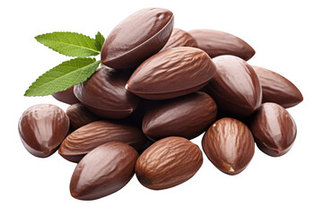 Sticker - A pile of almonds with a green leaf on top