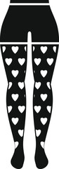 Poster - Black and white icon of woman legs wearing tights with hearts