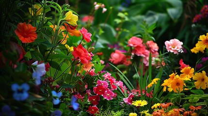 A Vibrant Garden Filled with Colorful Blossoms