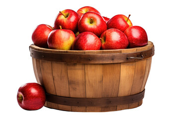 Canvas Print - A basket full of apples sits on a white background