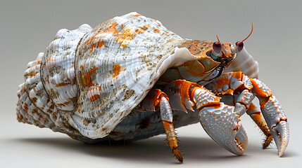 close-up of hermit crab on a white background