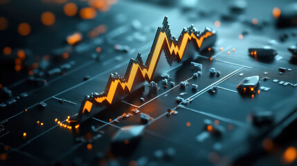 Wall Mural - burning economic graph, representing financial meltdown, market crash, economic crisis