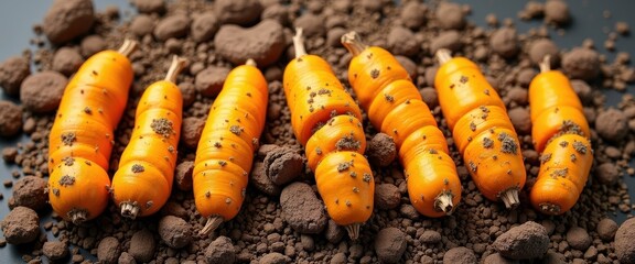 Wall Mural - Carrots in Soil.