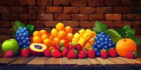 Wall Mural - vegetables on wooden table