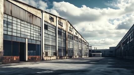 Poster - Large heavy industrial factory building exterior : Generative AI