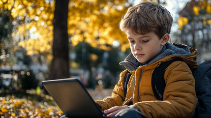boy coding in the park ai code assistants help error-check existing code and generate new code from 