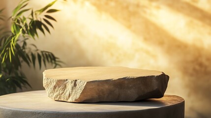 Aufkleber - product display podium Rock Stone with blurred background with sunlight shadow : Generative AI