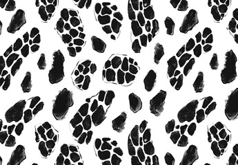 Wall Mural - Abstract black and white seamless pattern.